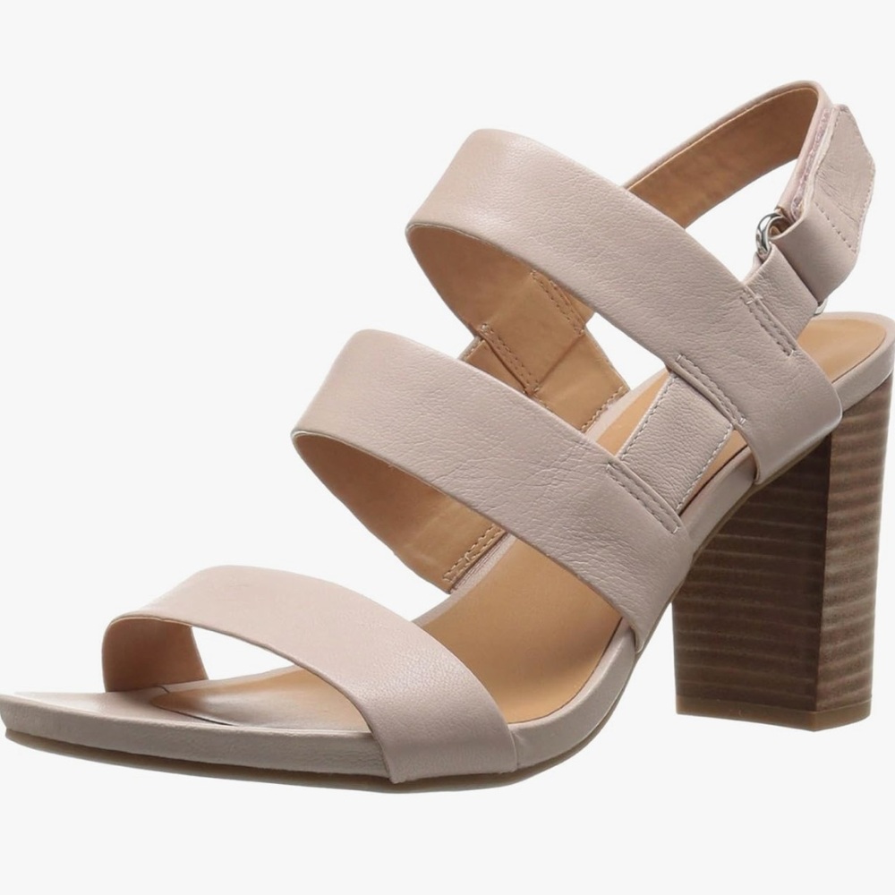 Franco Sarto Leather Province Barley Strappy Heel Women 8.5 Tan Jena
